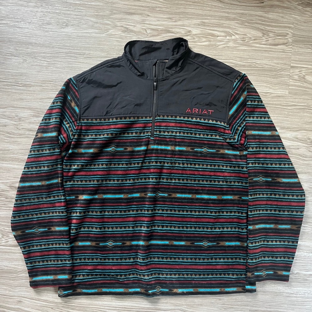 Ariat Mens Basis 2.0 1/4 Zip Sweatshirt Black Southwestern Serape 10052088 XL